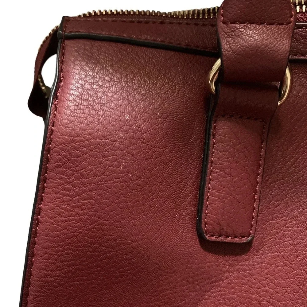 BURGUNDY satchel with crossbody strap, nwt